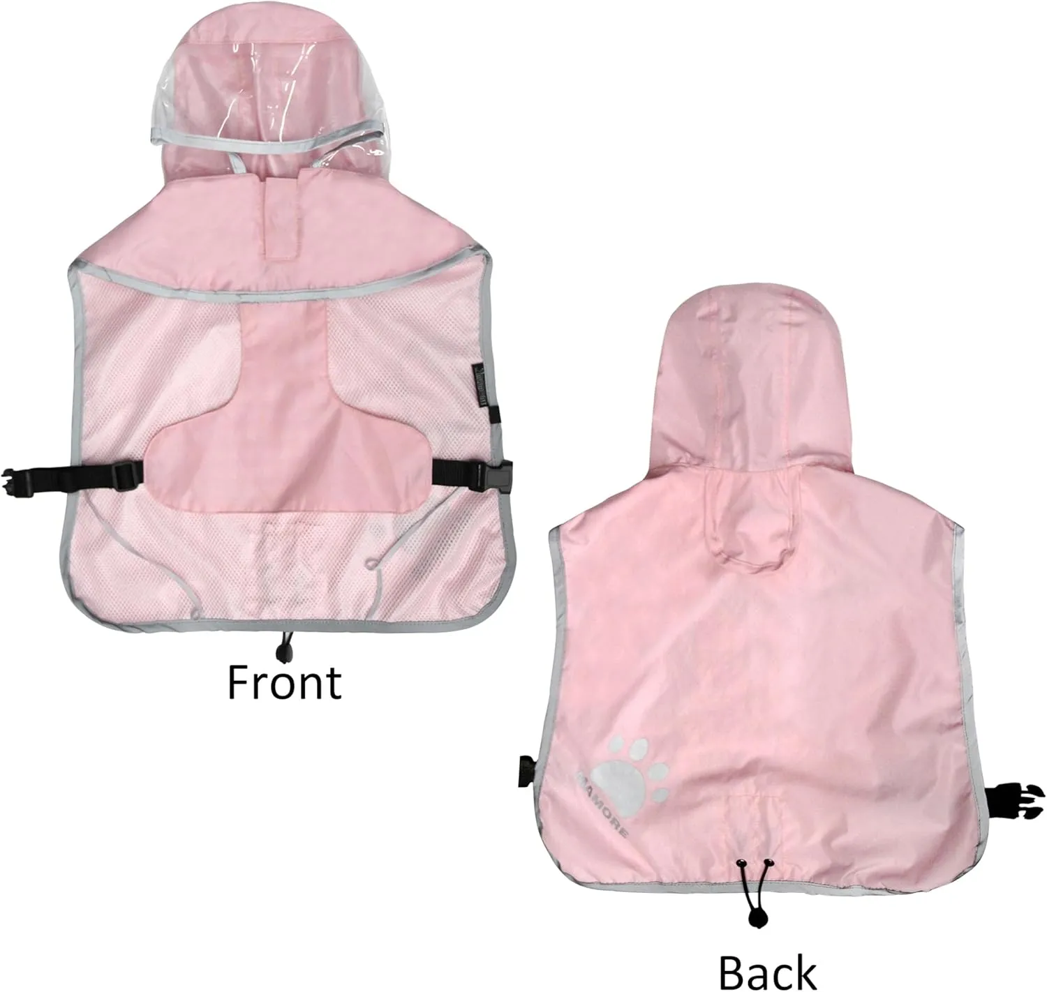 MAMORE Dog Raincoat Waterproof, Lightweight Adjustable Dog Rain Coat Hooded Poncho with Reflective Strip for Large Medium Small Dogs (Pink, Medium)