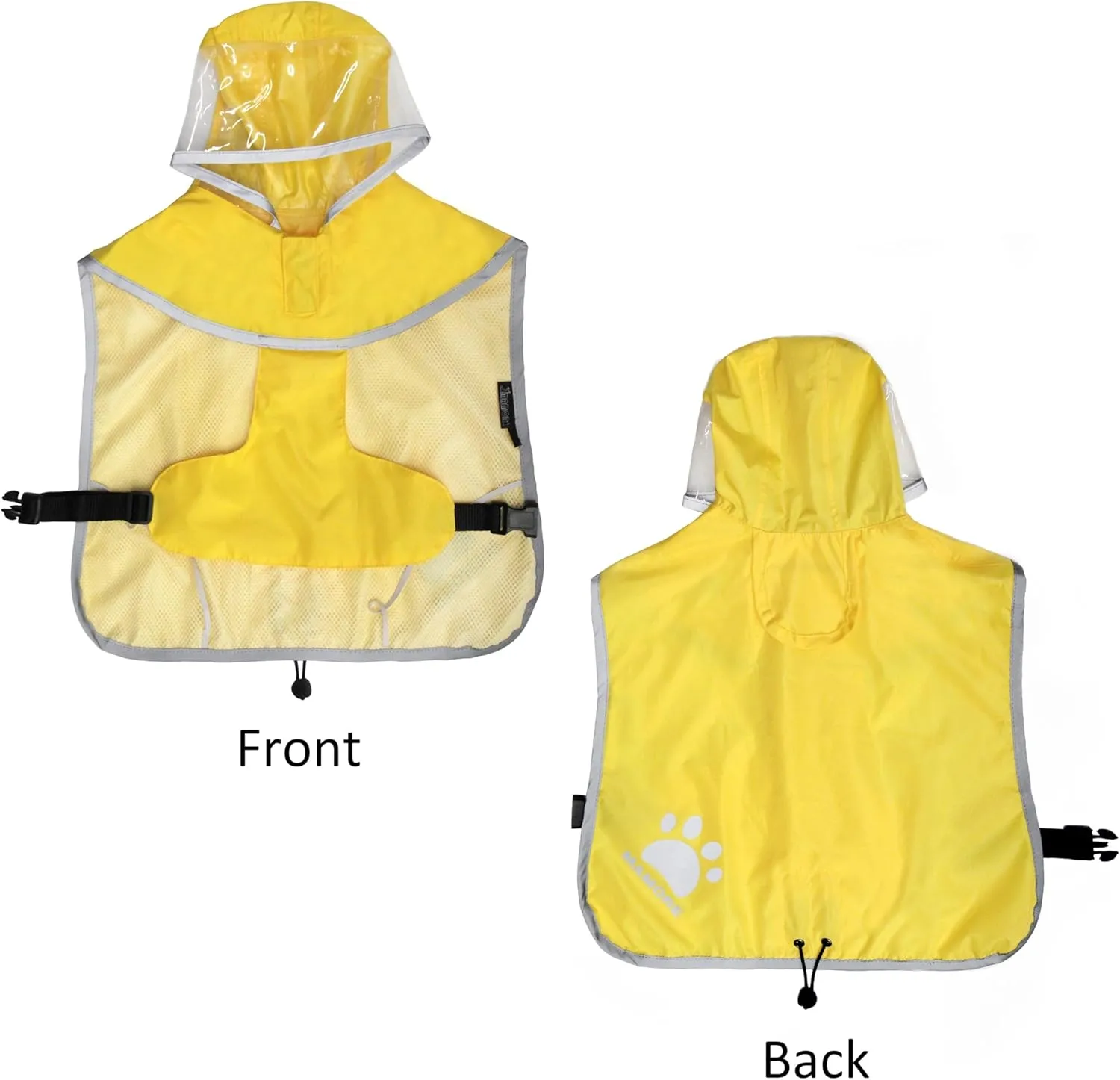 MAMORE Dog Raincoat Waterproof, Lightweight Adjustable Dog Rain Coat Hooded Poncho with Reflective Strip for Large Medium Small Dogs(Yellow, Medium)
