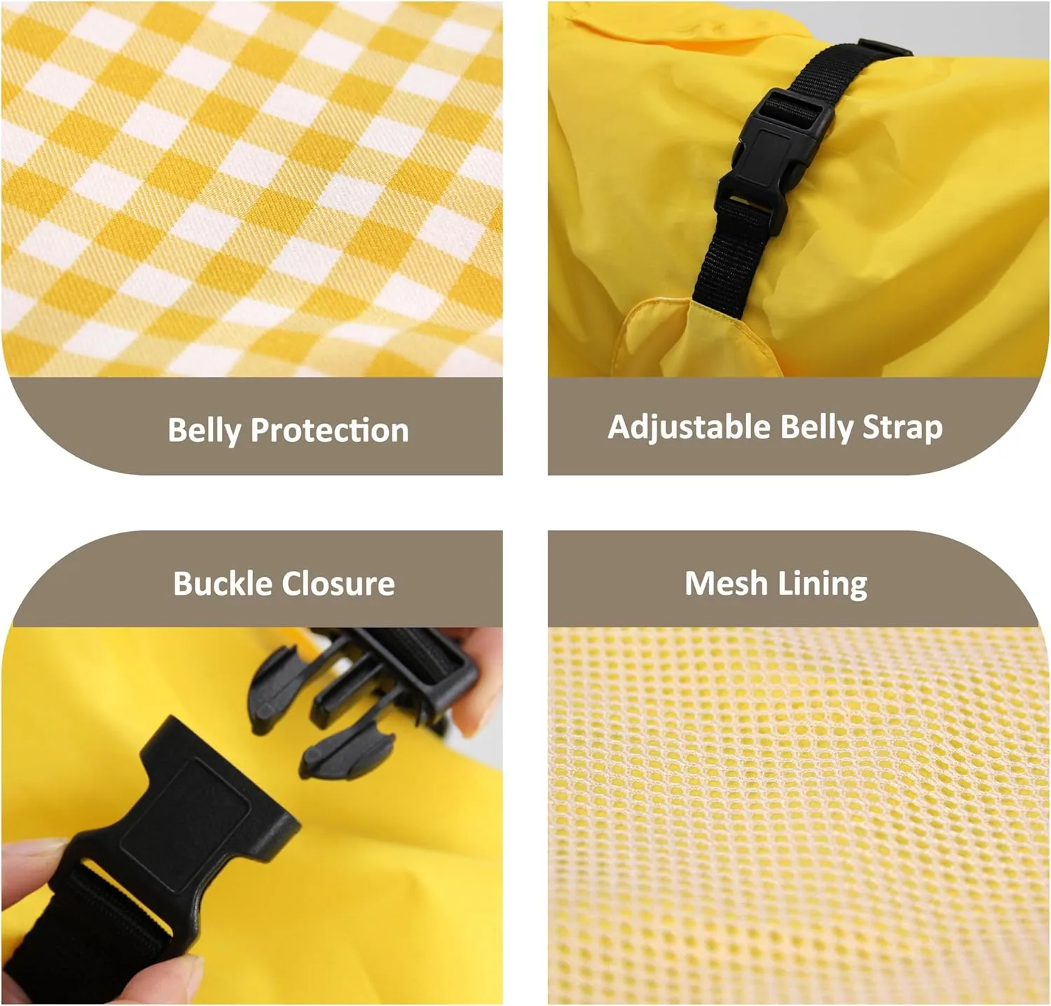 MAMORE Dog Raincoat Waterproof, Lightweight Adjustable Dog Rain Coat Hooded Poncho with Reflective Strip for Large Medium Small Dogs(Yellow, Medium)