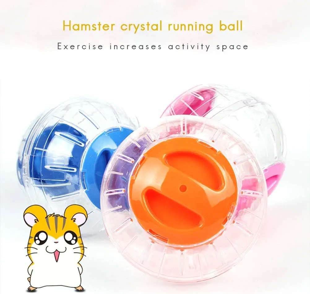Mini New Cute Dwarf Hamster Running Ball 4.7 Inches Crystal Ball for Hamsters Small Silent Exercise Wheel Small Cage Accessories Suitable for Hamsters Less Than 4 inches 10 cm in Length (Pink)