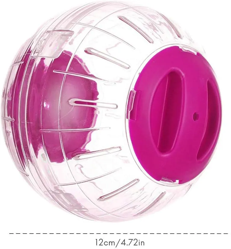 Mini New Cute Dwarf Hamster Running Ball 4.7 Inches Crystal Ball for Hamsters Small Silent Exercise Wheel Small Cage Accessories Suitable for Hamsters Less Than 4 inches 10 cm in Length (Pink)