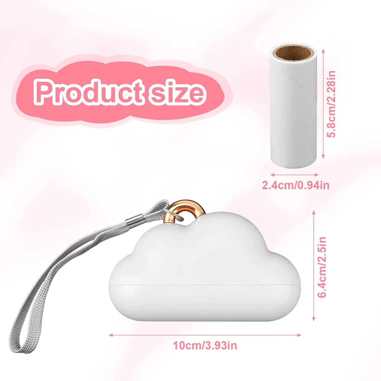 Mini Travel Size Lint Roller, Portable Clothes Lint Roller with 150 Refillable Papers Mini Lint Roller Travel Reusable Remover Pet Hair Lint Roller for Clothes (White)