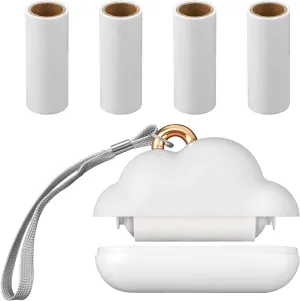 Mini Travel Size Lint Roller, Portable Clothes Lint Roller with 150 Refillable Papers Mini Lint Roller Travel Reusable Remover Pet Hair Lint Roller for Clothes (White)