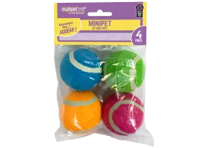 MULTIPET MINIPET SQUEAKY TENNIS BALLS 4PK