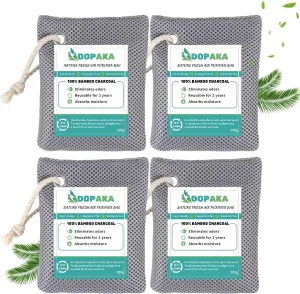 Nature Fresh Air Purifier Bags, Activated Charcoal Air Purifying Bag,Moisture Absorber,odor eliminator,Natural Car Air Freshener,Shoe Deodorizer,Odor Eliminators For Home, Pet, Closet (200g*4)