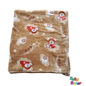 New Born Baby Wrapping Shawl In Bear Print - AC Blanket(35" x 33"Inch) - Skin