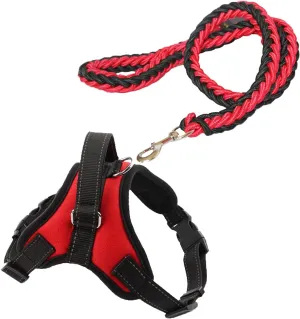 No Pull Medium/Small Dog Harness and Lead Set Puppy Harness Adjustable Soft Breathable with 130cm Dog Leash for Outdoor Walking Training (Small)