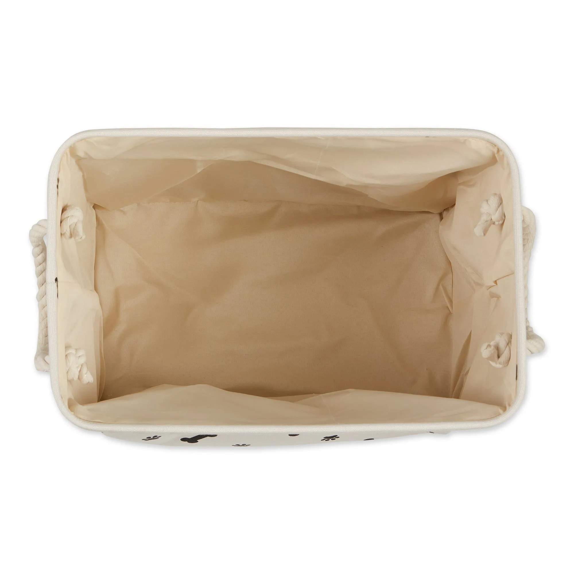 Polyester Pet Bin Paw/Bone Black Rectangle Large 17.5X12X15