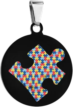 Puzzle Autism Awareness Funny Pet ID Tag Personalized Dog Round Tag Stainless Steel Cat Collar Tags Accessories