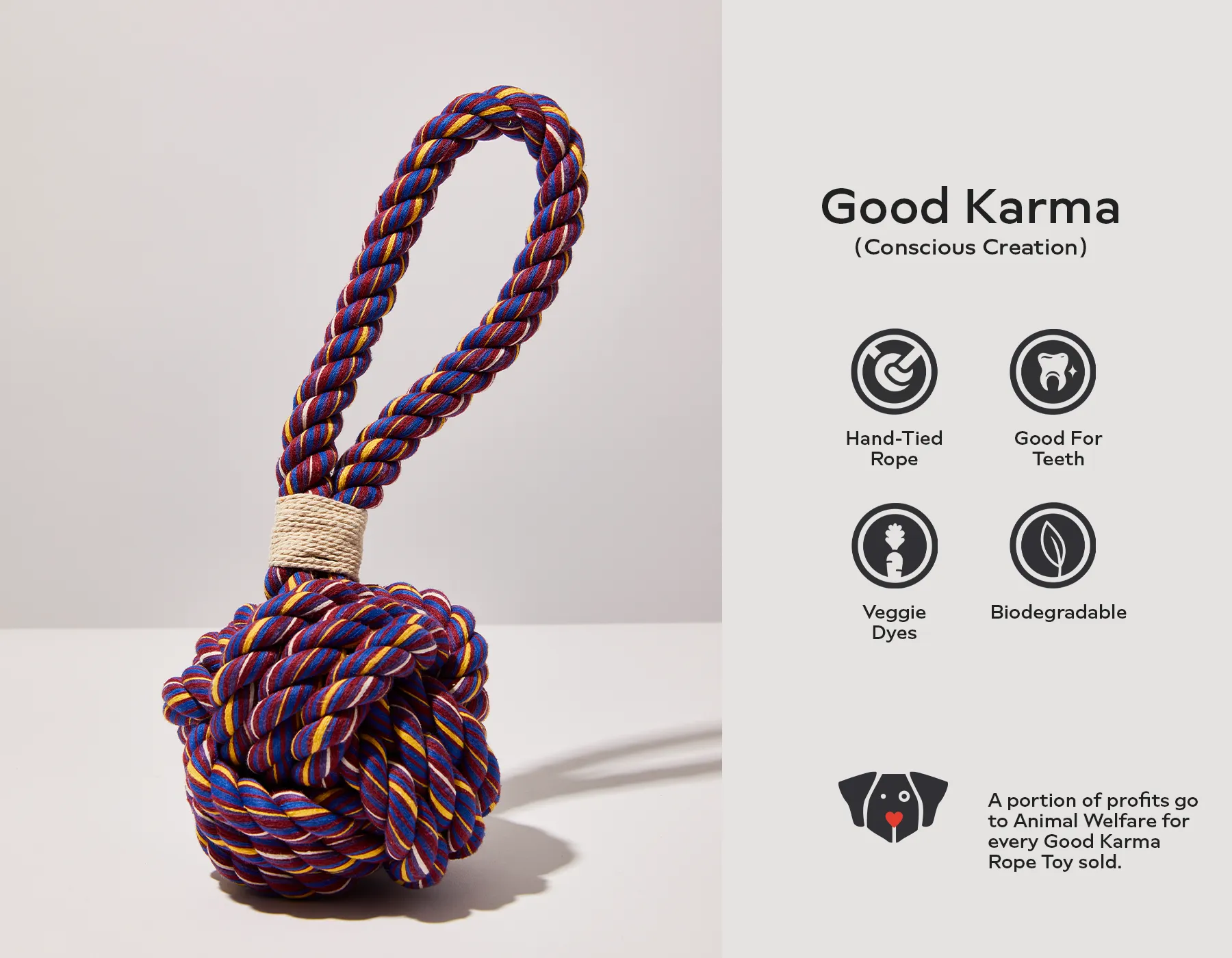 Red Boho Celtic Knot Tie Rope Dog Toy