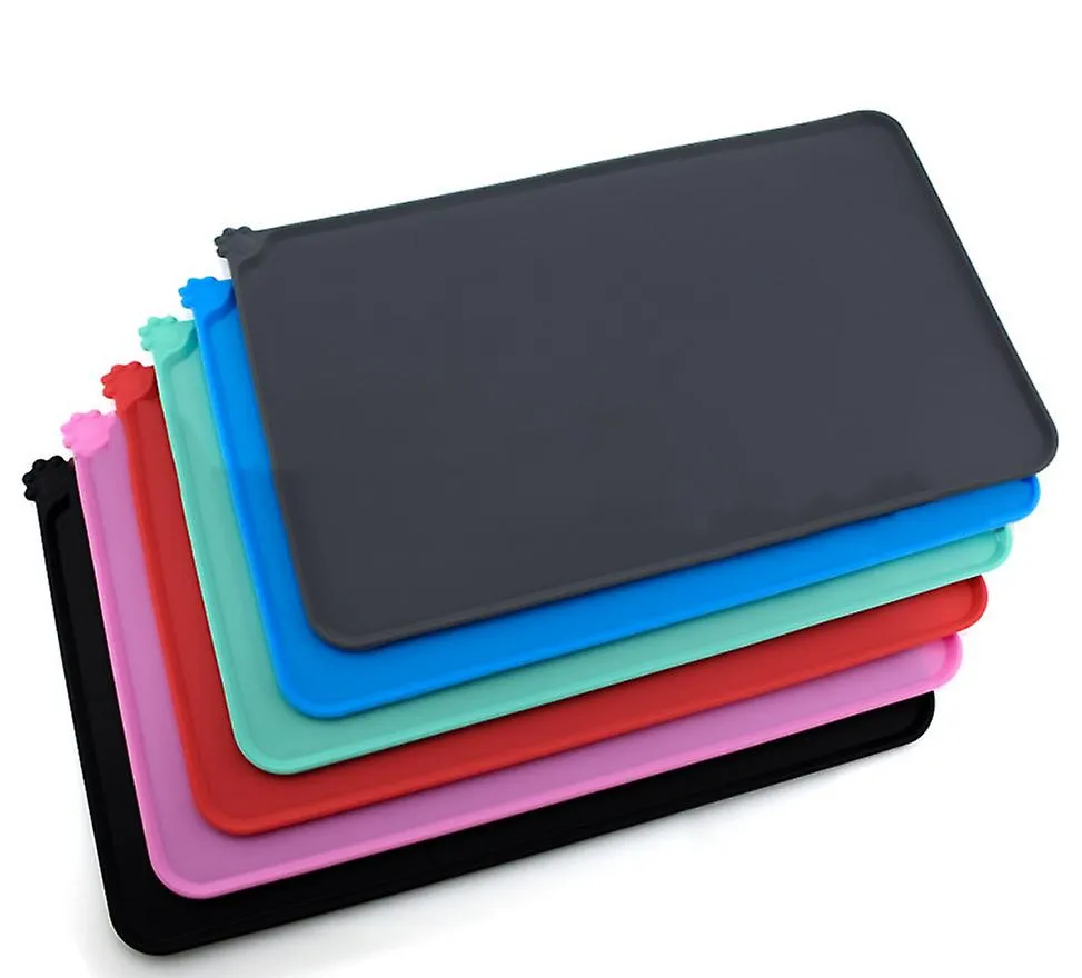 S 47*30cm mint green Pet silicone placemats, waterproof, non-slip and leak-proof placemats for cats and dogs, car pet mats AZ19857