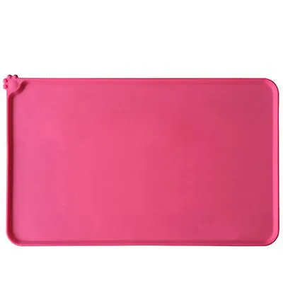 S 47*30cm red Pet silicone placemats, waterproof, non-slip and leak-proof placemats for cats and dogs, car pet mats AZ19860