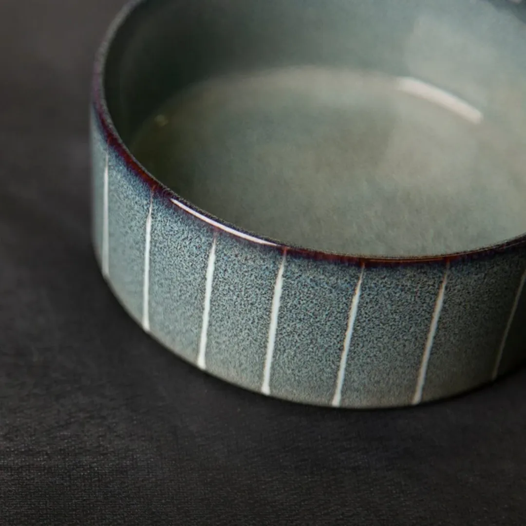 Scruffs Reactive Glaze Pet Bowl - Pinstripe Grey