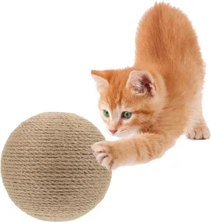 Sisal Cat Ball Toy, Large 6.3-inch Interactive Natural Cat Scratching Ball, Perfect Scratcher for Indoor Cats' Exercise and Fun (6.3inch)