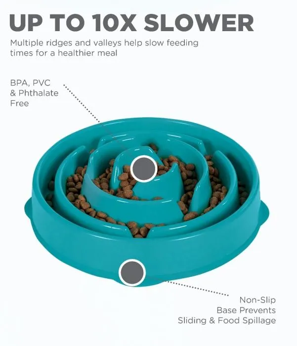 Slow Feeder Dog Bowl - Dog Bowl for Fast Eaters - Outward Hound Fun Feeder Slo-Bowl