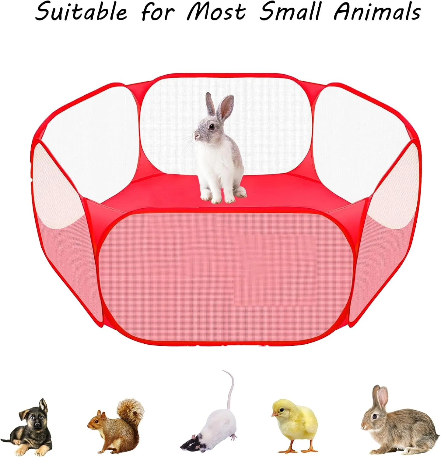 Small Animals Playpen, Portable Pop-up Open Interactive Pet Tent, Indoor Outdoor Fence for Rabbits, Guinea Pig, Hamster, Chinchillas, Kittens, Puppies