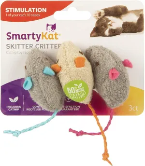 SmartyKat Skitter Critters Cat Toy Catnip Mice, 3/pkg 