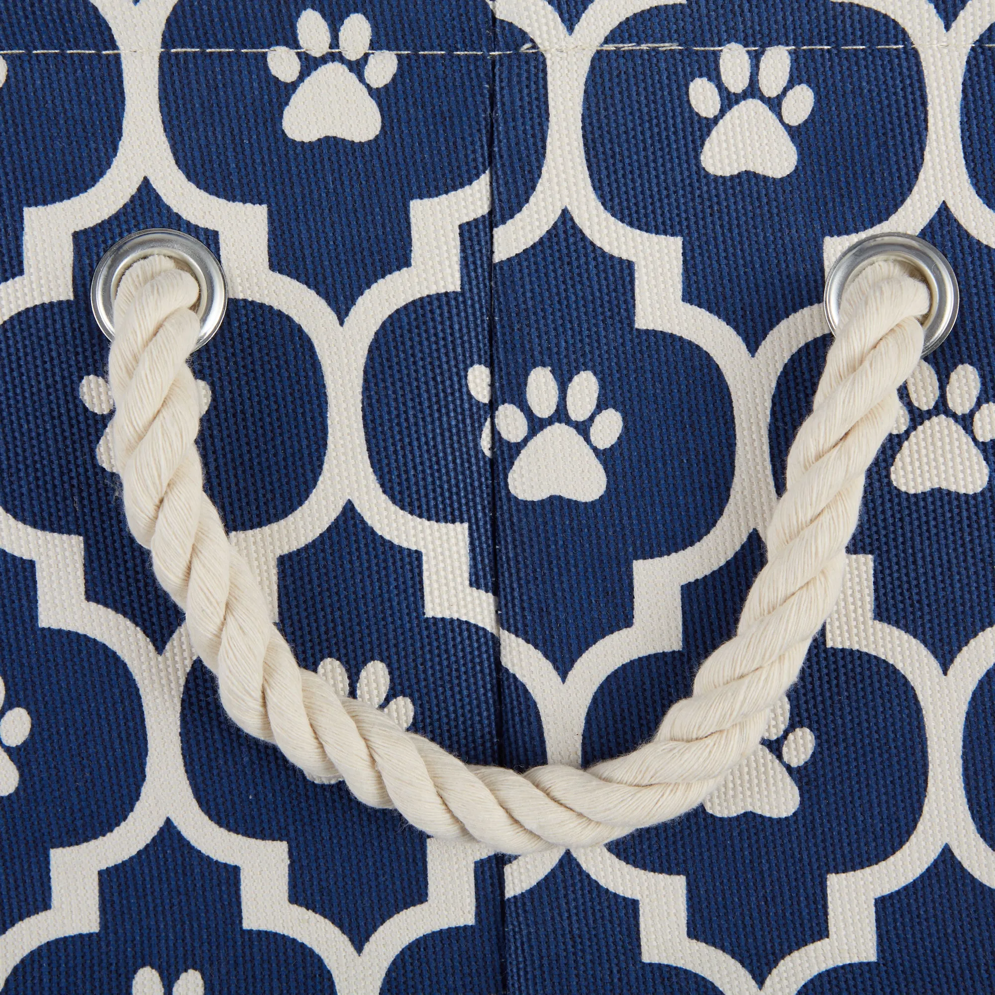 Storage Bin, Lattice Paw Print, Nautical Blue, Large  - 17.5x12x15"