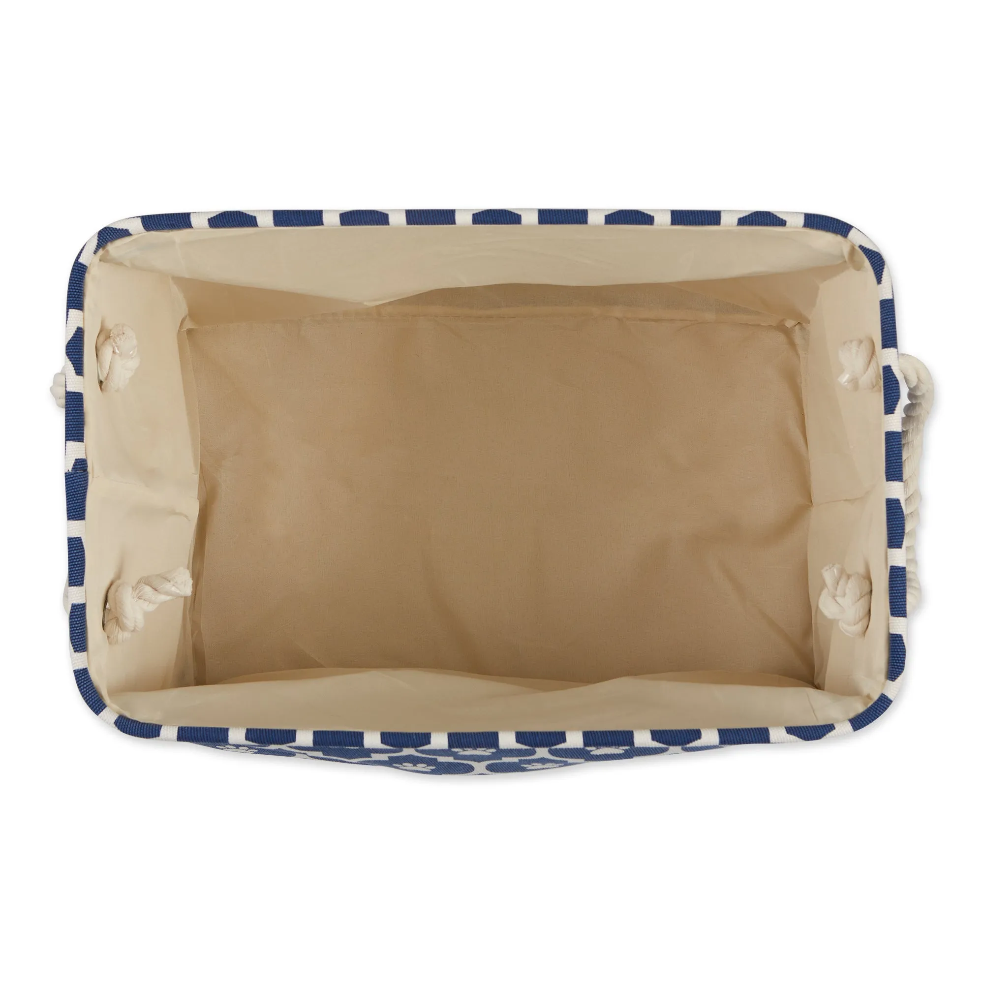 Storage Bin, Lattice Paw Print, Nautical Blue, Large  - 17.5x12x15"