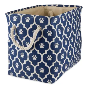 Storage Bin, Lattice Paw Print, Nautical Blue, Large  - 17.5x12x15"