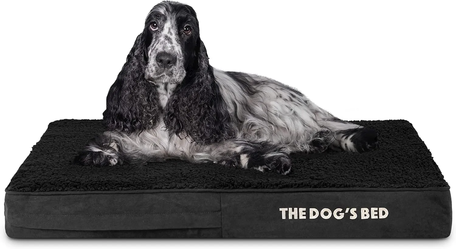 The Dogs Bed Orthopedic Memory Foam Dog Bed, Medium Black Plush 34x22, Pain Relief for Arthritis, Hip & Elbow Dysplasia, Post Surgery, Lameness, Supportive, Calming, Waterproof Washable Cover