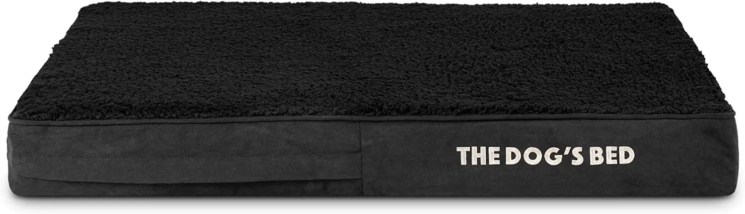 The Dogs Bed Orthopedic Memory Foam Dog Bed, Medium Black Plush 34x22, Pain Relief for Arthritis, Hip & Elbow Dysplasia, Post Surgery, Lameness, Supportive, Calming, Waterproof Washable Cover