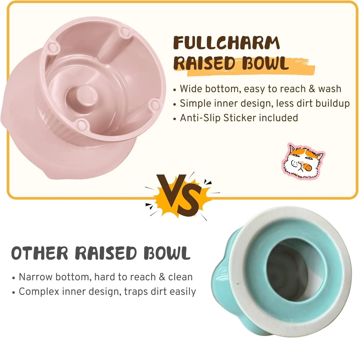 Unbreakable Raised Cat Bowls, Detachable Slow Feeder Pet Bowl, Heavy Weighted, Non-Slip Feeder, Elevated Small Dogs Slow Feeders, Dry & Wet Food, Whisker Friendly Pet Dish (Pink; 6.2'')