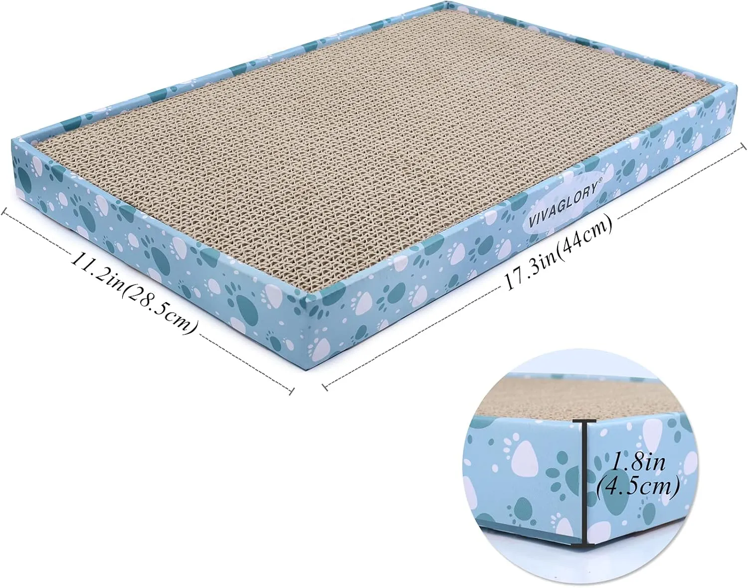 VIVAGLORY Cat Scratcher, Scratching Pads With Box, Reversible Board for Indoor Cats Kitty, Cardboard Scratcher, Catnip Included, 1 Pack, Extra Wide