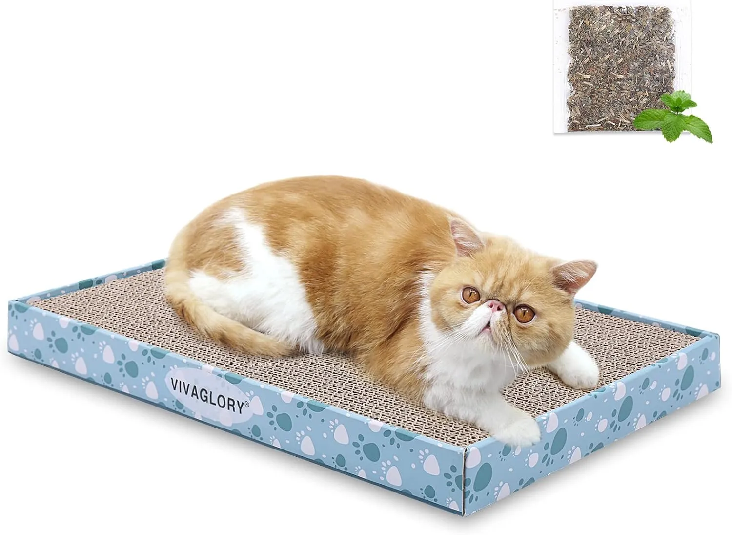 VIVAGLORY Cat Scratcher, Scratching Pads With Box, Reversible Board for Indoor Cats Kitty, Cardboard Scratcher, Catnip Included, 1 Pack, Extra Wide