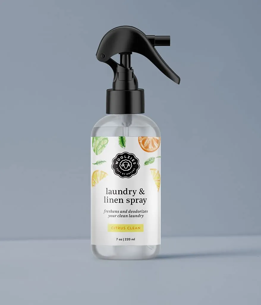 Woolzies Natural Laundry Linen and Room Spray Scented w Pure Essential Oils | Aromatherapy Pillow & Fabric Mist (Citrus Clean)