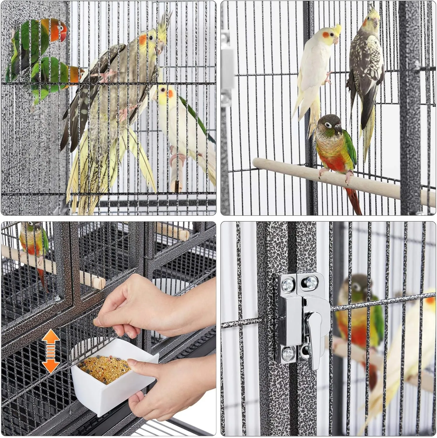 Yaheetech 41.5" Stackable Divided Breeder Breeding Parakeet Bird Cage for Canaries Cockatiels Lovebirds Finches Budgies Small Parrots with Rolling Stand, Black